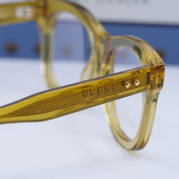 Gucci GG1086O 002 Square Eyeglasses – Transparent Yellow 51mm - Picture 5 of 10